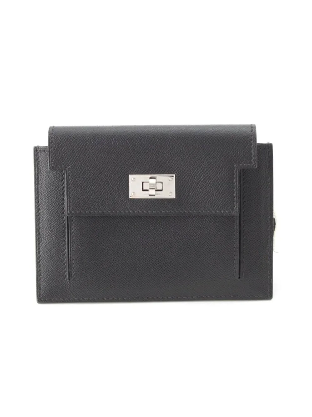 Hermes Kelly Pocket Compact Veau Madame Coin Purse Black